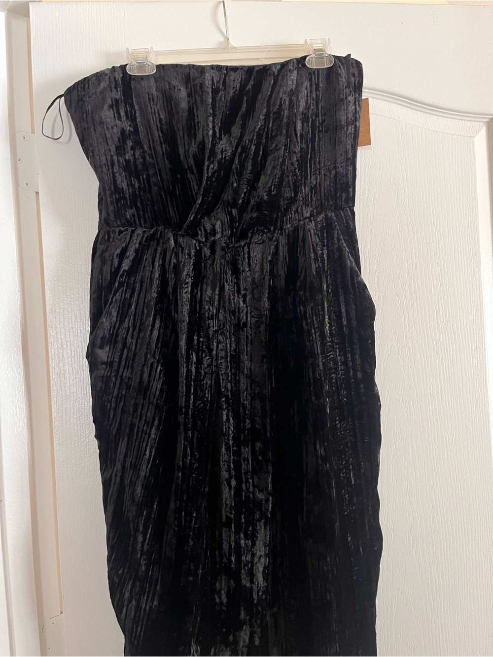 RACHEL Rachel Roy Black Strapless Velvet Crushed Dress
